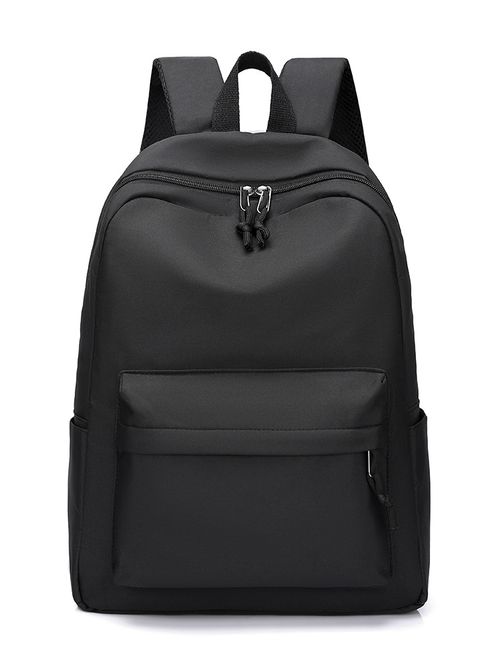 Solid-color backpack - Fashion trend, suitable for both men and women, simple and large capacity double-shoulder bag, student schoolbag, casual backpack