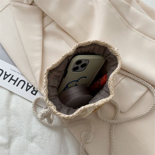 Handmade bag - Women's bag - New trendy summer straw woven cute Instagram bucket bag - Unique girl's crossbody shoulder bag