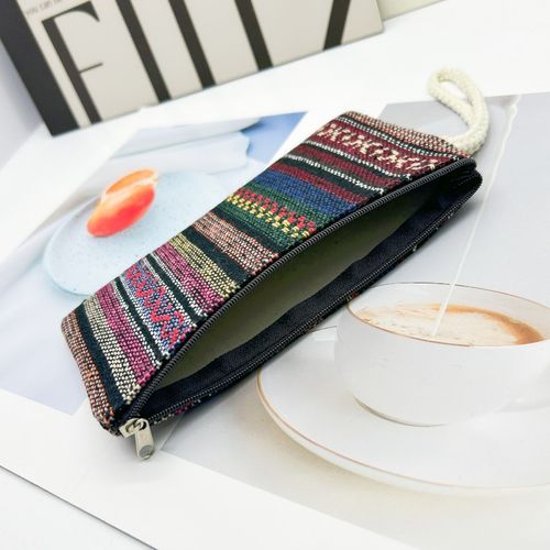 Retro ethnic style mobile phone bag, women's small wallet, wrist bag, simple hand-held striped fabric bag. Manufacturer's wholesale.