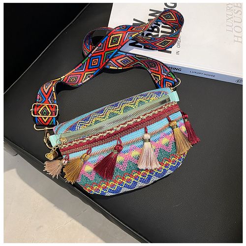 2026 New Furled Embroidered Small Bag - Casual and Simple Shoulder Bag, Crossbody Bag, Waist Bag, Women's Ethnic Style Crossbody Bag, Women's Bag