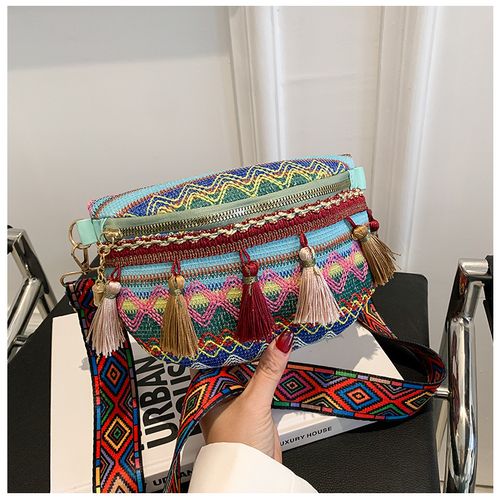 2026 New Furled Embroidered Small Bag - Casual and Simple Shoulder Bag, Crossbody Bag, Waist Bag, Women's Ethnic Style Crossbody Bag, Women's Bag