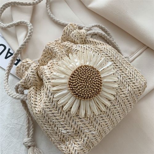 Handmade bag - Women's bag - New trendy summer straw woven cute Instagram bucket bag - Unique girl's crossbody shoulder bag