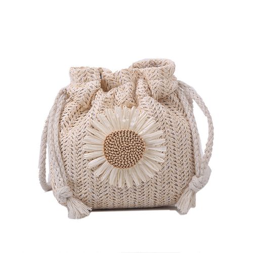 Handmade bag - Women's bag - New trendy summer straw woven cute Instagram bucket bag - Unique girl's crossbody shoulder bag