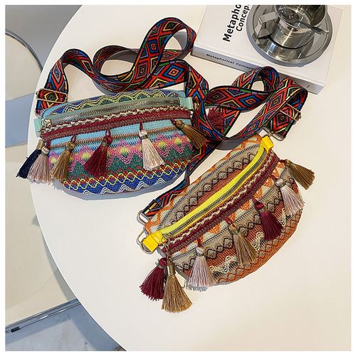 2026 New Furled Embroidered Small Bag - Casual and Simple Shoulder Bag, Crossbody Bag, Waist Bag, Women's Ethnic Style Crossbody Bag, Women's Bag