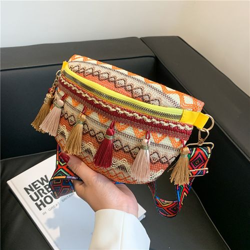 2026 New Furled Embroidered Small Bag - Casual and Simple Shoulder Bag, Crossbody Bag, Waist Bag, Women's Ethnic Style Crossbody Bag, Women's Bag