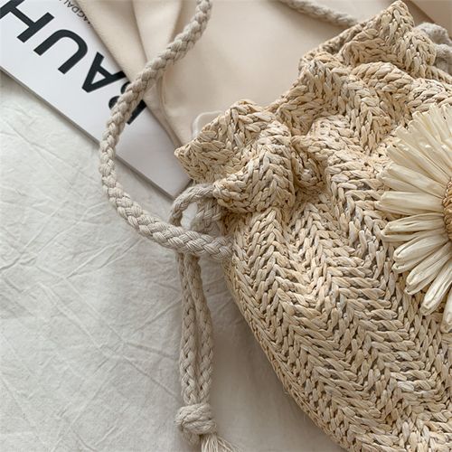 Handmade bag - Women's bag - New trendy summer straw woven cute Instagram bucket bag - Unique girl's crossbody shoulder bag
