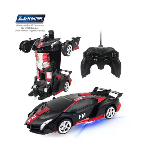2025 novo design fosco robô vermelho crianças controle remoto carro 2 em 1 veículo infantil de indução de 360 graus