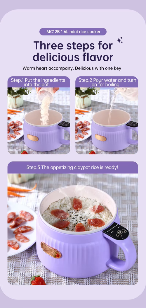 Frigideira elétrica portátil mini, pequena capacidade, utensílio de cozinha multifuncional, fácil de usar e limpar.