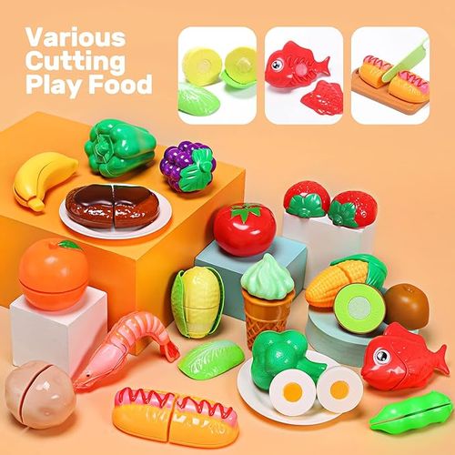 Play Food Sets for Kids Kitchen, Toddler Kitchen Set for Kids with Play Pots