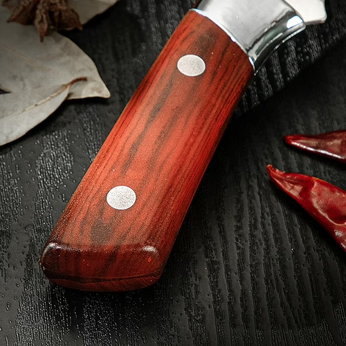 6-inch Chef Knife High Carbon Steel Sharp Professional Knife with Leather Sheath Wood Handle Slicing Cutting Kitchen Cooking Knife for Home Kitchen