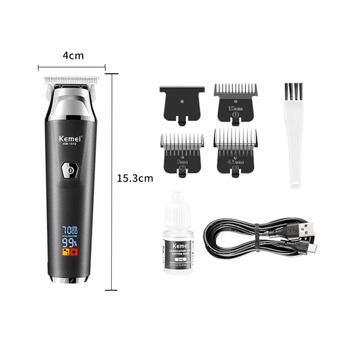 Professional Rechargeable Hair Clipper Km-1512 Hair Cutting Machine Men Hair Clipper For Lithium Battery Led Lcd Display