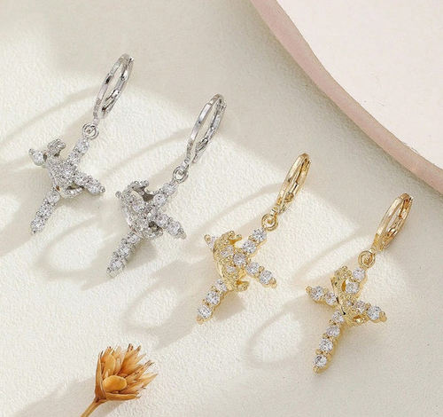 Crowned in Faith™ Cross Earrings (Gold)