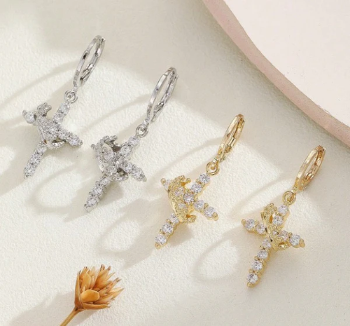 Crowned in Faith™ Cross Earrings (Gold)