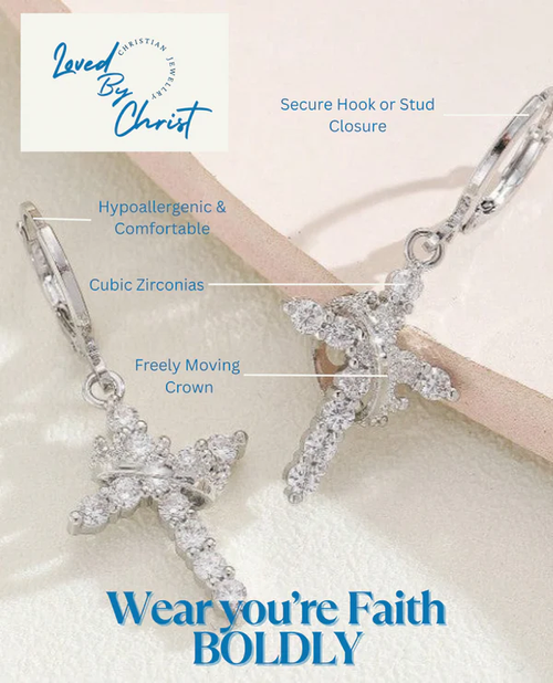 Crowned in Faith™ Cross Earrings (Gold)