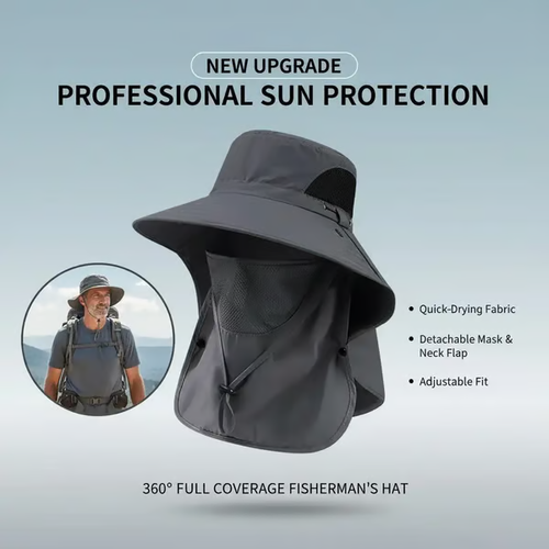 🌞Spring-Summer Fisherman's Hat Detachable Outdoor Sun-Protective Face Covering🏕️ (Adjustable & Lightweight Comfort & Unisex Fit）