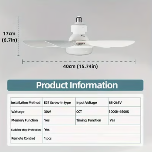 2-in-1 Portable Ceiling Fan & LED Light – Easy, Affordable Comfort