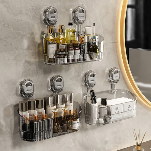 No-Drill Bathroom Suction Storage Box – Large Capacity & Strong Load-Bearing🎁（gold）
