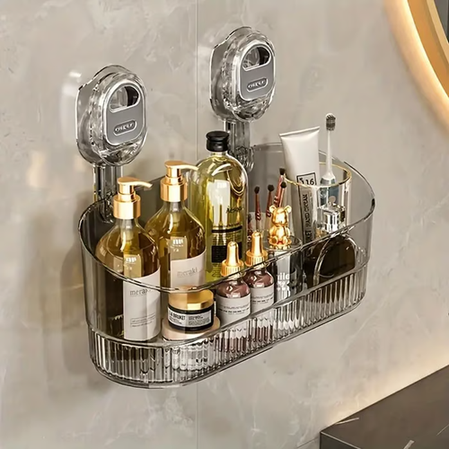 No-Drill Bathroom Suction Storage Box – Large Capacity & Strong Load-Bearing🎁（gold）