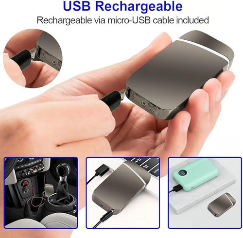 Electric Lighter, Dual Arc, Windproof, LED Battery Indicator, Automatic Protection, Metal（glossy black）