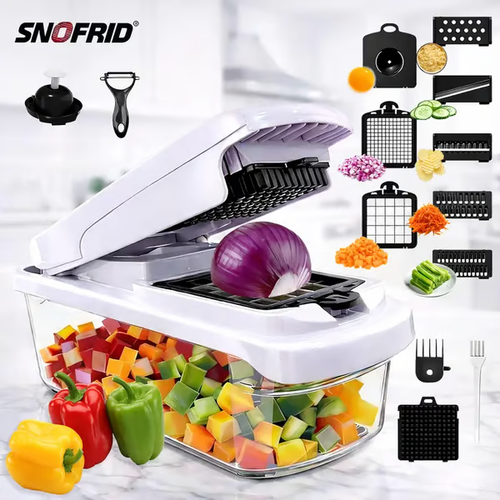 🥕15-in-1 Vegetable Chopper | Multifunctional Food Cutter with Container