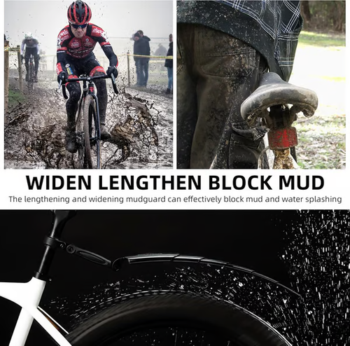 🚲 ROCKBROS Retractable Bike Mudguards - Adjustable Fender Set for MTB & Road Bikes - Instant Mud & Splash Protection