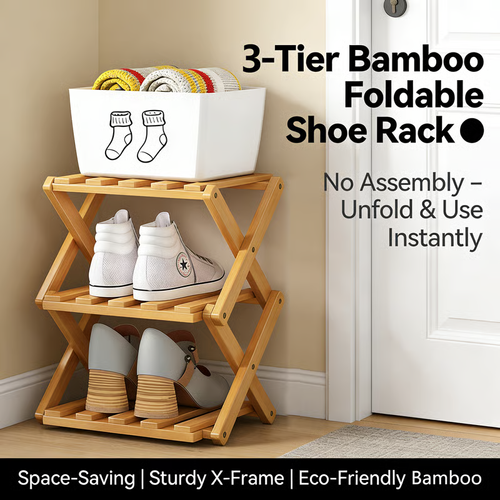 The 5-Tier No-Assembly Bamboo Rack !✨👟