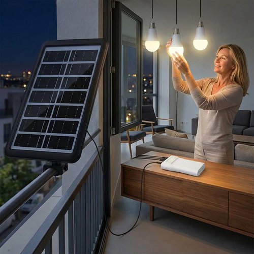Solar Powered LED Lighting System with 3 Bulbs