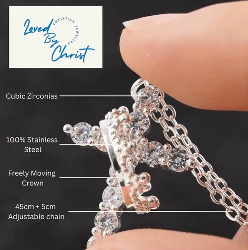 👑Crowned in Faith Cross Necklace (silver one)