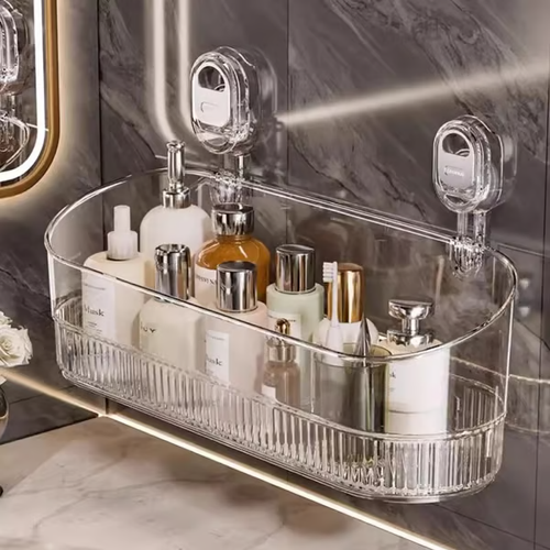 No-Drill Bathroom Suction Storage Box – Large Capacity & Strong Load-Bearing🎁（gold）