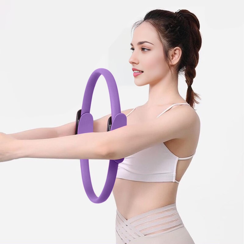 15 inchesTPEPilates Ring - Dual-Texture Grip Yoga Equipment for Thigh Toning-Full-Body Workouts(Purple)