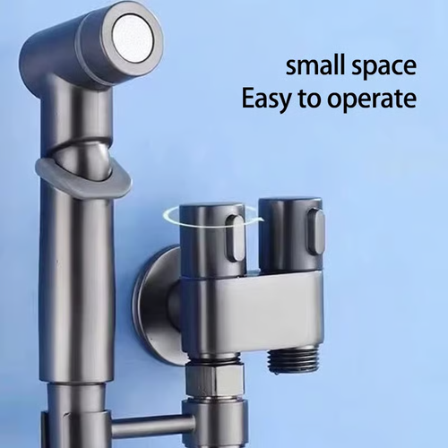 1-In-2-Handheld Out Dual Control Valve Bidet Sprayer for Toilet（gun gray）