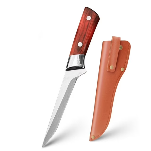 6-inch Chef Knife High Carbon Steel Sharp Professional Knife with Leather Sheath Wood Handle Slicing Cutting Kitchen Cooking Knife for Home Kitchen
