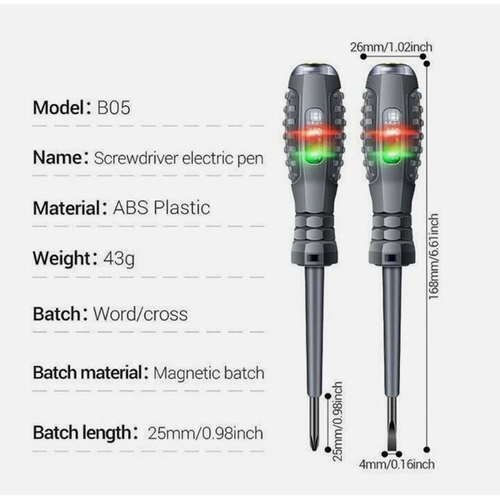 2PC ENGINEERING TESTER Electrical Tester Pens,2-in-1 Voltage Tester Pen with High Torque Magnetic Heads, Portable Magnetic Screwdriver Electricity Detector (star-flat mouth)