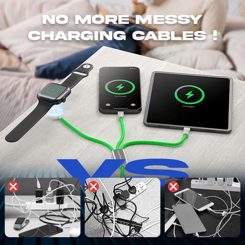 ChubbyCable Tri-Flex™ 100W 3-in-1 Fast Charging Cable with Soft Silicone & Apple Watch Charger