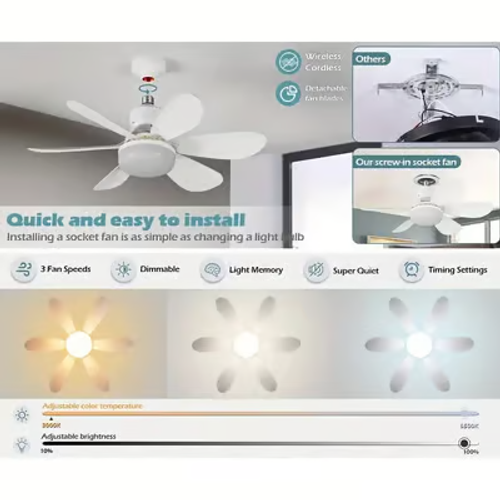 2-in-1 Portable Ceiling Fan & LED Light – Easy, Affordable Comfort