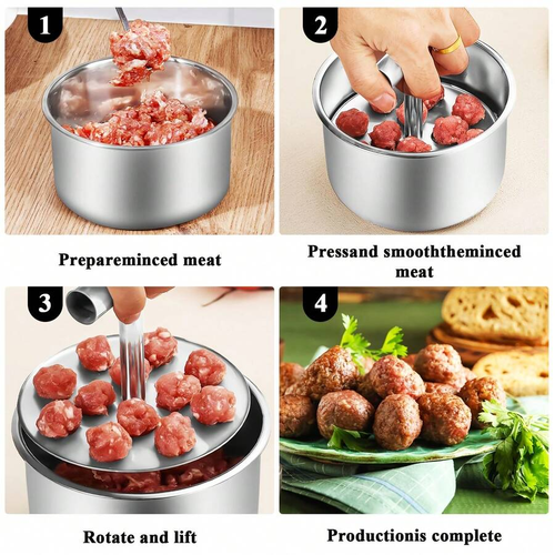 12 holes Stainless Steel Meatball Maker | Manual Mold With Ergonomic Press Plate, Easy To Make Uniform Meatballs, Practical Kitchen Tool For Home, Restaurant, Chef, Soup, Pasta, Appetizer, Dishwasher , Rust-Proof, Commercial Grade, Plastic Meatball Maker, Effortless Meatball Forming, Household Kitchen Gadget, Gift For Her