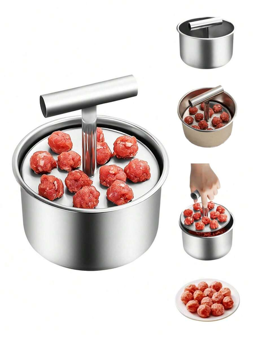 12 holes Stainless Steel Meatball Maker | Manual Mold With Ergonomic Press Plate, Easy To Make Uniform Meatballs, Practical Kitchen Tool For Home, Restaurant, Chef, Soup, Pasta, Appetizer, Dishwasher , Rust-Proof, Commercial Grade, Plastic Meatball Maker, Effortless Meatball Forming, Household Kitchen Gadget, Gift For Her