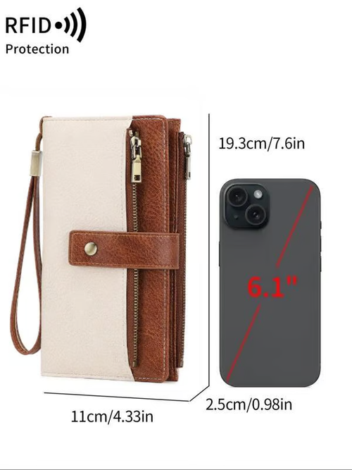 ✨Women's RFID Blocking Leather Wallet（Brown & White）