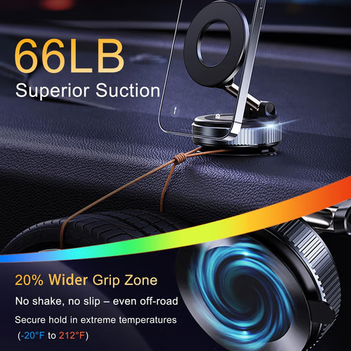 2026 Newest 360° Adjustable Vacuum Magnetic Suction Cup Phone Holder Mount（Black）