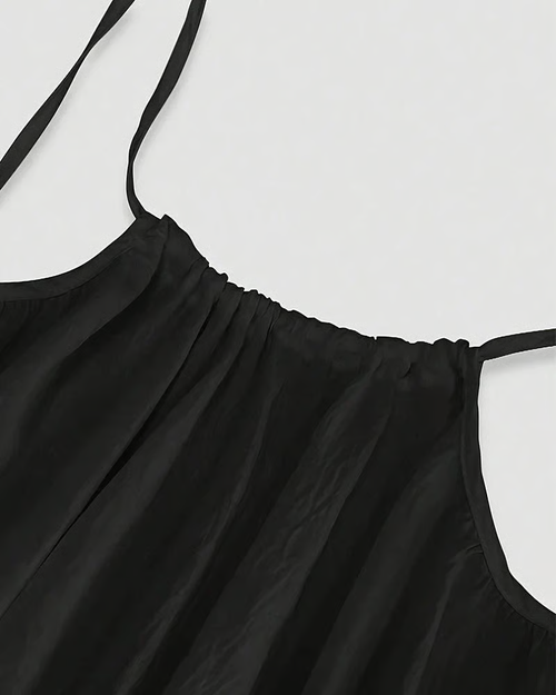 💃Backless Spaghetti Strap Cotton Long Dress（Black one size fits all）