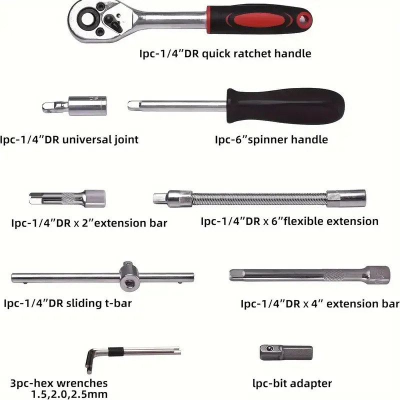 Fast Arrival 46pcs Professional Automotive Master Tool Kit - Premium Tool Sets For Car, Bike, And Motorcycle Maintenance - Compact, Portable, And All-In-One Solution With Ratchet Wrench, Assorted Screwdriver Set