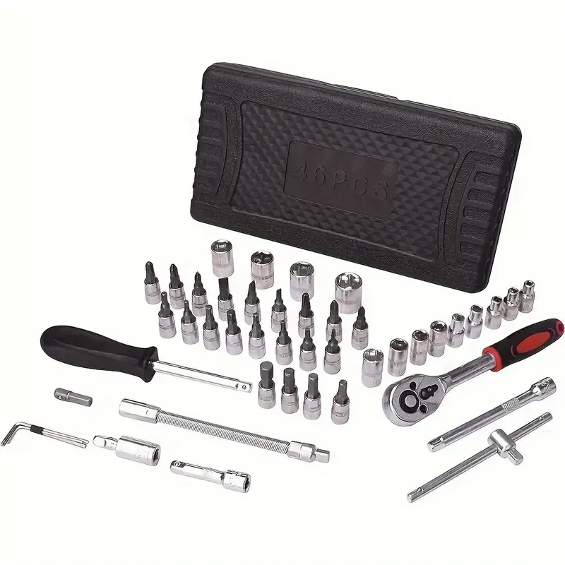 Fast Arrival 46pcs Professional Automotive Master Tool Kit - Premium Tool Sets For Car, Bike, And Motorcycle Maintenance - Compact, Portable, And All-In-One Solution With Ratchet Wrench, Assorted Screwdriver Set