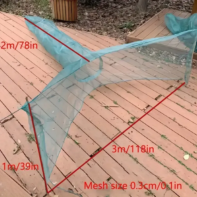 1pc Green Fishing Net with Iron Chain Pendant, Foldable, for River Pond, Fence, and Shrimp Catching