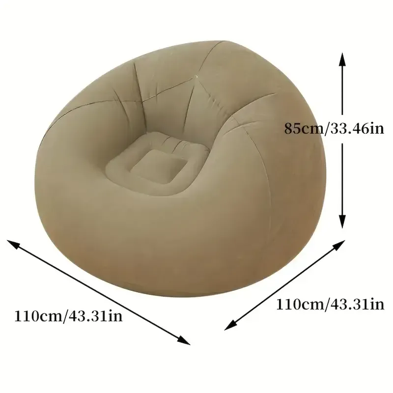 1pc Luxury Inflatable Lazy Sofa Chair - Soft, Comfortable, Quick Inflate & Deflate, Spacious 43.31 X 33.46  Bean Bag Seat - Perfect for Relaxing in Living Room, Outdoor Camping with Air Pump Included