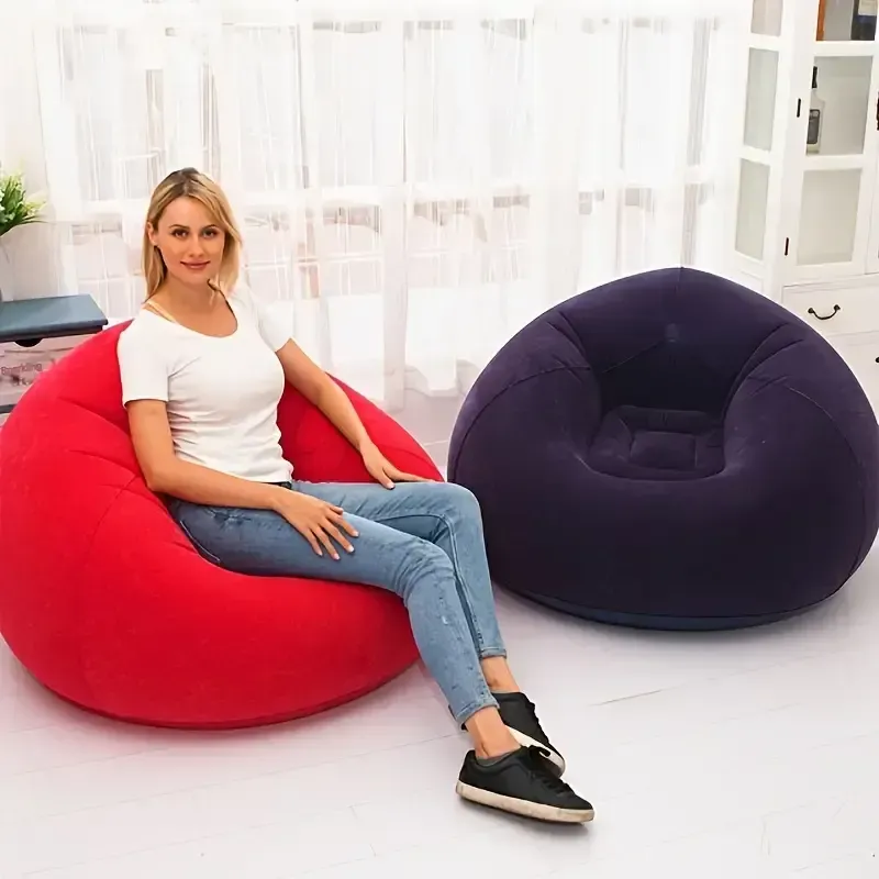 1pc Luxury Inflatable Lazy Sofa Chair - Soft, Comfortable, Quick Inflate & Deflate, Spacious 43.31 X 33.46  Bean Bag Seat - Perfect for Relaxing in Living Room, Outdoor Camping with Air Pump Included