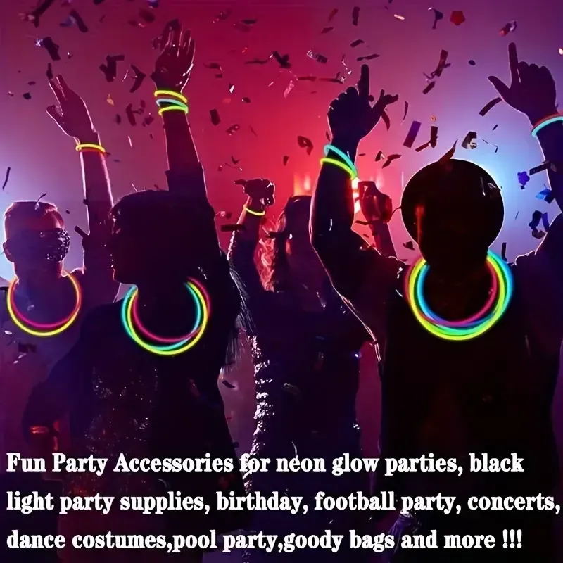 50-Pack Glow Sticks for Parties - Versatile Neon Stick Accessories for Wedding, Birthday, Housewarming -General Events - Plastic, No-Power Glow-in-the-Dark Party Supplies for Christmas, Halloween, Easter, 4th of July - 8  Luminous Sticks for DIY Necklaces - Festive Decorations