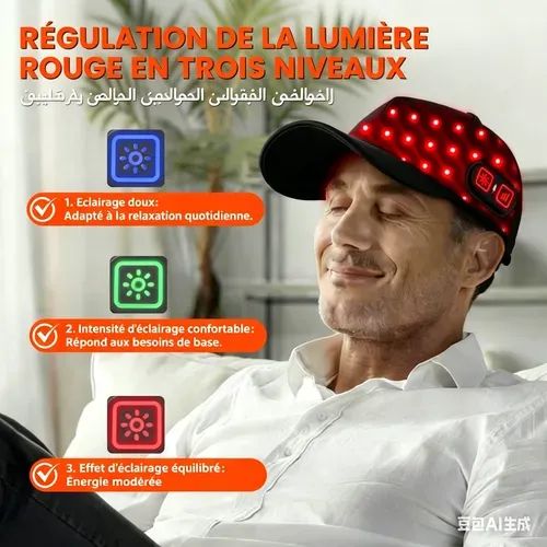 🇲🇦🔥 قبعة العلاج بالضوء الأحمر لنمو الشعر – الدفع عند الاستلام 🧢💡💇‍♂️🛒