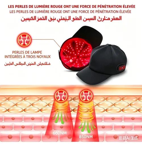 🇲🇦🔥 قبعة العلاج بالضوء الأحمر لنمو الشعر – الدفع عند الاستلام 🧢💡💇‍♂️🛒