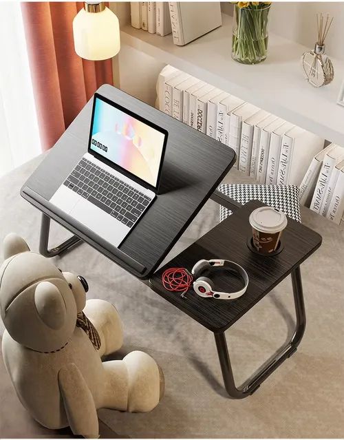 Adjustable ergonomic folding computer desk for office and home use, suitable for laptops.