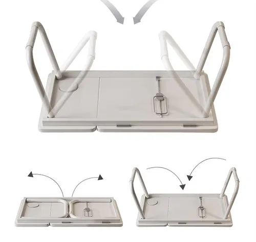 Adjustable ergonomic folding computer desk for office and home use, suitable for laptops.